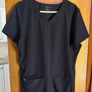 HeartSoul Black Short Sleeve Top with Pink Trim